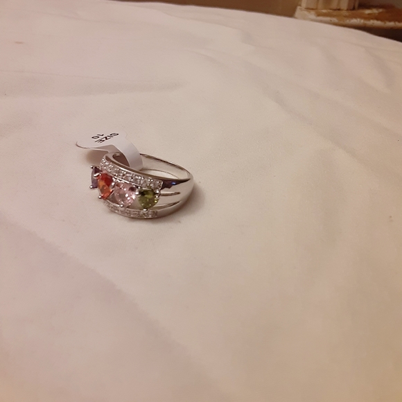 Multi-Colored sterling silver ring size 10 - Picture 3 of 6